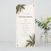Elegant Evergreen Gold Christmas Dinner Menu (Staand voorkant)