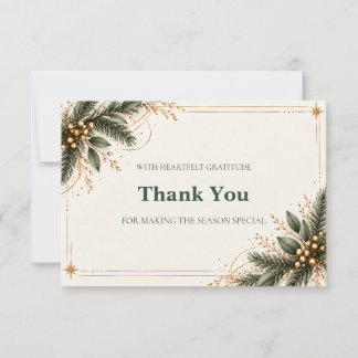Elegant Evergreen Gold Christmas Thank You Card Bedankkaart