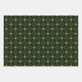 Elegant Evergreen Smaragd Groen en Goud Inpakpapier Vel
