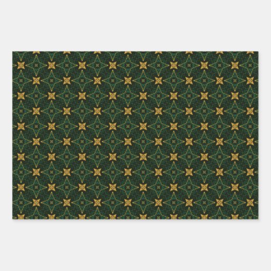 Elegant Evergreen Smaragd Groen en Goud Inpakpapier Vel (Voorkant)