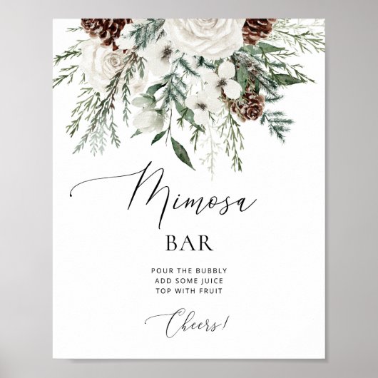 Elegant evergreen winter Poster Mimosa bar (Voorkant)