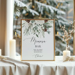 Elegant evergreen winter Poster Mimosa bar<br><div class="desc">Elegant evergreen winter Mimosa bar Poster Matching items available.</div>