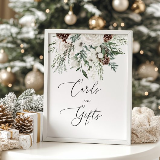 Elegant evergreen winterkaartjes en cadeautjes pos poster