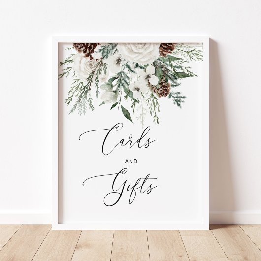 Elegant evergreen winterkaartjes en cadeautjes pos poster
