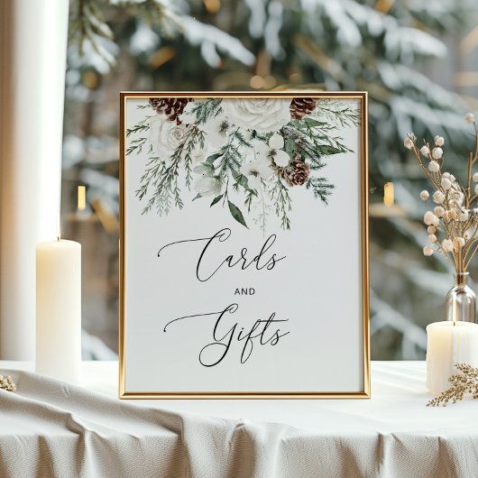 Elegant evergreen winterkaartjes en cadeautjes pos poster