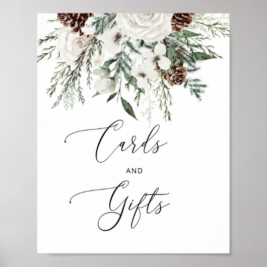 Elegant evergreen winterkaartjes en cadeautjes pos poster (Voorkant)
