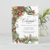 Elegant Evergreens en linten kerstfeest Kaart (Staand voorkant)