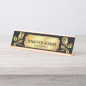 Elegant Executive Manager Gold Roos Flower Bureau Naambordje (Voorkant)