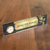 Elegant Executive Manager Gold Roos Flower Naambordje (Zijkant)