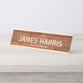 Elegant Executive Manager Hout Textuur 1 Bureau Naambordje (Voorkant)