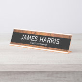 Elegant Executive Manager Wood Look Bureau Naambordje (Voorkant)