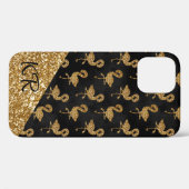 Elegant Exotic Flamingo Gold Glitter Glam Monogram Case-Mate iPhone Case (Achterkant (horizontaal))