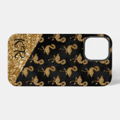 Elegant Exotic Flamingo Gold Glitter Glam Monogram iPhone Hoesje (Achterkant horizontaal)