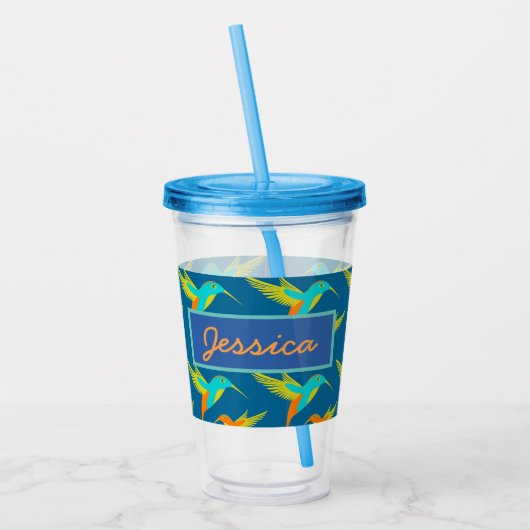 Elegant Exotic Hummingvogels, speciaal gepersonali Acryl Drinkbeker (Links)