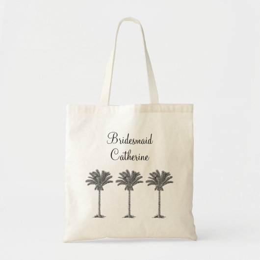 Elegant Exotic Palm Tree Custom Weddenmaid Tote Bag (Voorkant)