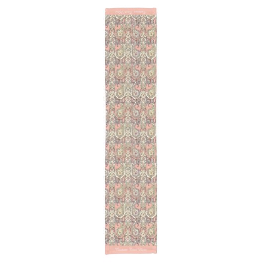 Elegant Exotic Roze Motif Design Persoonlijke naam Korte Tafelloper (Voorkant)
