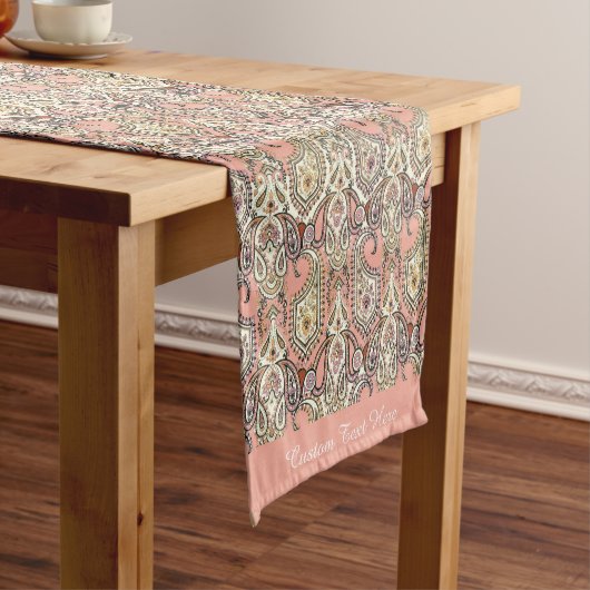 Elegant Exotic Roze Motif Design Persoonlijke naam Korte Tafelloper (Voorbeeld)