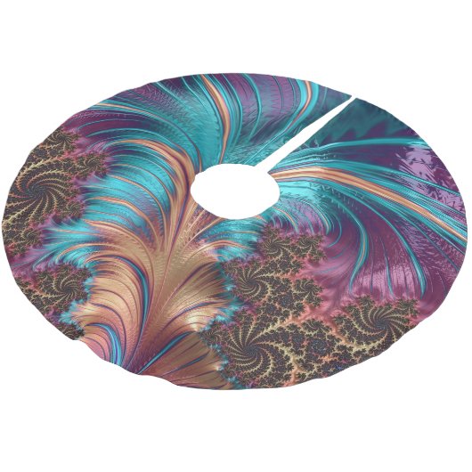 Elegant exotisch Abstract Veer Blauwgroen Paars Kerstboom Rok (Gekanteld)