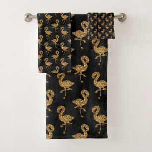 Elegant Exotisch Goud Glitter Flamingo Sparkle Gla Bad Handdoek