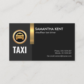 Elegant exquise Black Gold Stripe Taxi-driver Visitekaartje