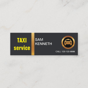 Elegant Exquise Black Gold Stripe Taxi Service Mini Visitekaartje
