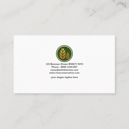 Elegant Exquise Tree Wood Grain Conservationist Visitekaartje (Achterkant)