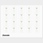 Elegant Exquisite Chic Aquamarine Golden Heart Vierkante Sticker (Vel)