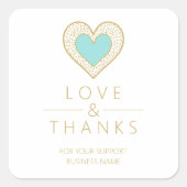 Elegant Exquisite Chic Aquamarine Golden Heart Vierkante Sticker (Voorkant)