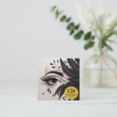Elegant Eye Feathers Black Gold Makeup MUA Vierkante Visitekaartje (Staand voorkant)