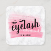 Elegant eyelash extensies marmering penseelstreek vierkante visitekaartje (Voorkant)