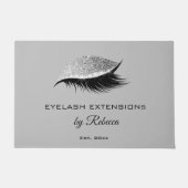 Elegant Eyelash Grey Silver Glitter Salon Business Deurmat (Voorkant)