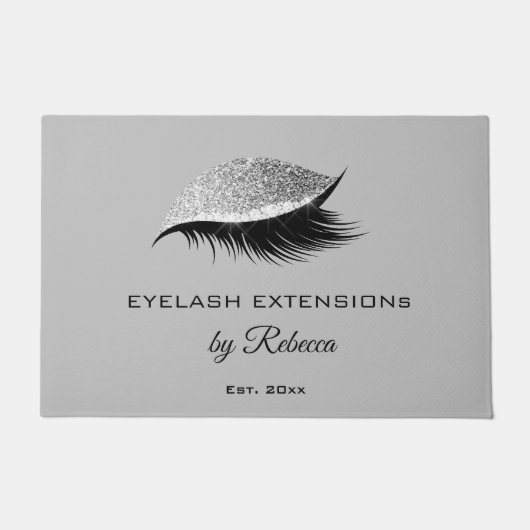 Elegant Eyelash Grey Silver Glitter Salon Business Deurmat (Voorkant)
