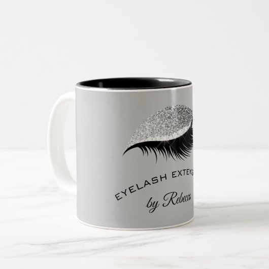 Elegant Eyelash Silver Glitter Business Salon Tweekleurige Koffiemok (Voorkant links)