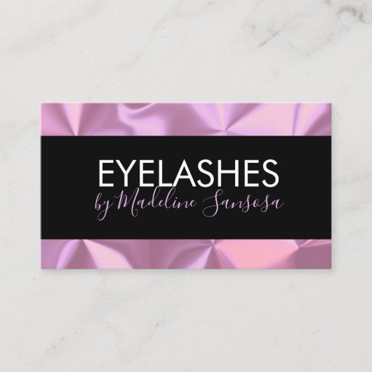 Elegant Eyelash-technicus Roze Zijde Visitekaartje (Voorkant)