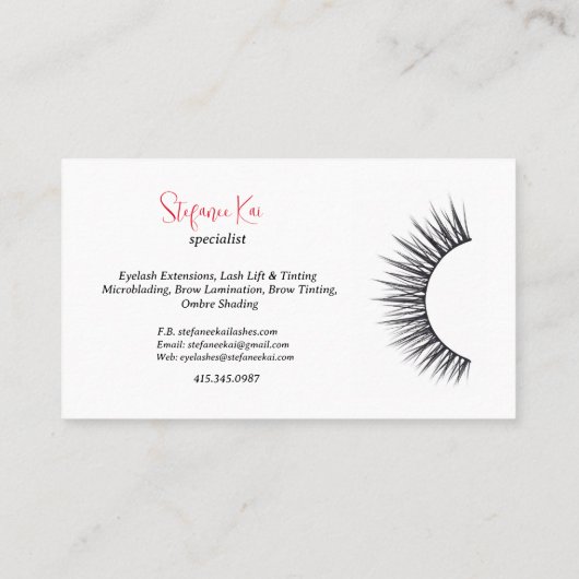 Elegant Eyelash-Visitekaartjes Visitekaartje (Achterkant)