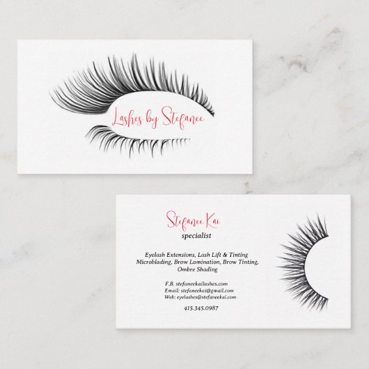 Elegant Eyelash-Visitekaartjes Visitekaartje (Voorkant / Achterkant)