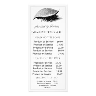 Elegant Eyelashes White Pricing Service Rack Card Reclamekaart
