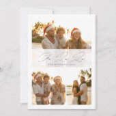 Elegant Fa La La Script Beach Family 3 Photo Feestdagenkaart (Voorkant)