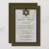 Elegant Fabric Bar Mitzvah Invitation in Brown Kaart (Voorkant / Achterkant)