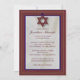 Elegant Fabric Bar Mitzvah Invitation in Burgundy Kaart