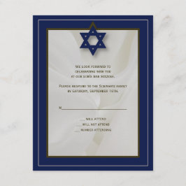 Elegant Fabric Bar Mitzvah Reply Card bij de marin RSVP Kaartje