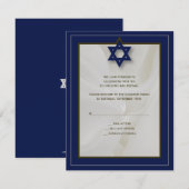 Elegant Fabric Bar Mitzvah Reply Card bij de marin RSVP Kaartje (Voorkant / Achterkant)