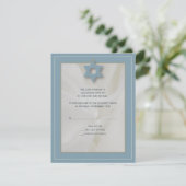 Elegant Fabric Bar Mitzvah Reply Card in Blue RSVP Kaartje (Staand voorkant)