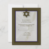 Elegant Fabric Bar Mitzvah Reply Card in bruin RSVP Kaartje (Voorkant)