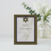 Elegant Fabric Bar Mitzvah Reply Card in bruin RSVP Kaartje (Staand voorkant)