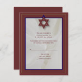 Elegant Fabric Bar Mitzvah Reply in Bourgogne RSVP Kaartje (Voorkant / Achterkant)