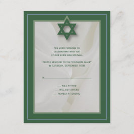 Elegant Fabric Bar Mitzvah RSVP Antwoord in groen