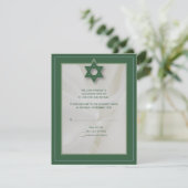 Elegant Fabric Bar Mitzvah RSVP Antwoord in groen (Staand voorkant)