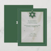 Elegant Fabric Bar Mitzvah RSVP Antwoord in groen (Voorkant / Achterkant)