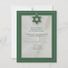 Elegant Fabric Bar Mitzvah RSVP Antwoord in groen